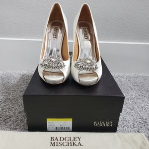 Badgley Mischka Jeannie Crystal Trim Open Toe Pu